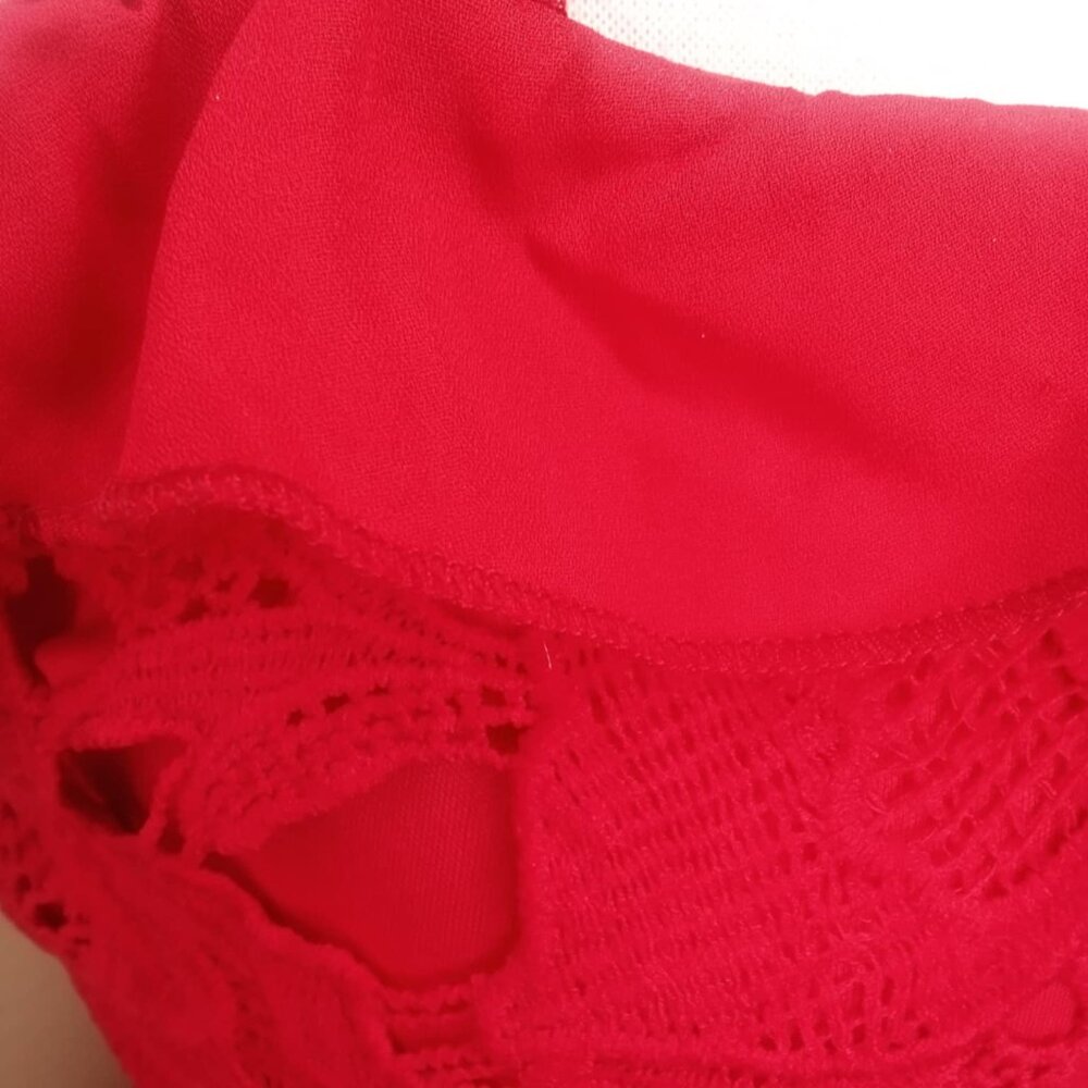 SEXY RED LACE RUFFLE DRESS BNWT - Picture 6 of 13